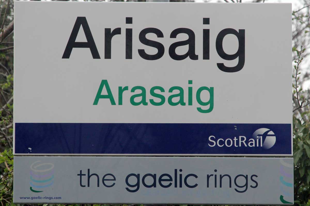 The Sign for Arisaig Railway Station